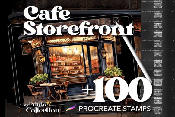 100 Procreate Cafe Storefront Stamps