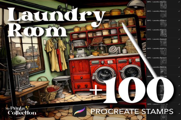 100 Procreate Laundry Room Stamps