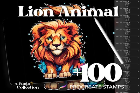 100 Procreate Lion Stamps: Elevating Digital Art with Regal Precision