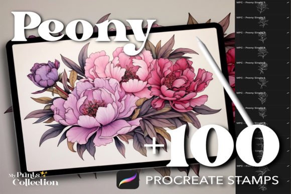 100 Procreate Peony Stamps: Elevate Your Digital Art with Nature's Elegance
