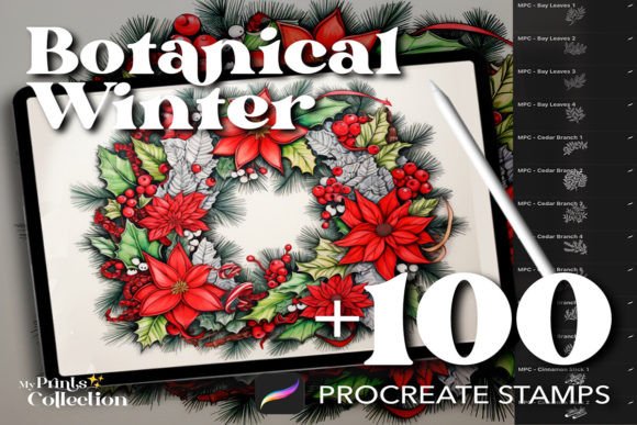 100 Procreate Winter Botanical Stamps