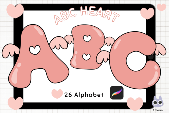 Alphabet Valentine Procreate Brush Stamp