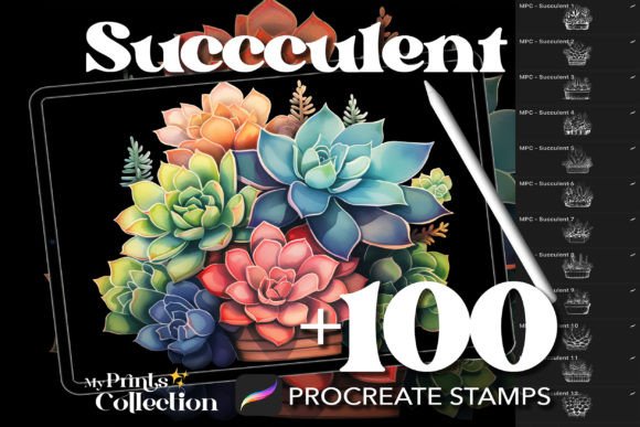 Cultivating Digital Serenity: How 100 Procreate Succulent Stamps Elevate Modern Creative Workflows