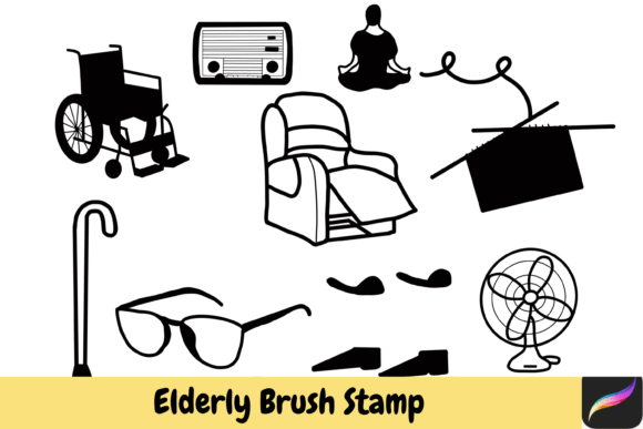 Elderly Hand Drawn Brush Stamps: A Creative Toolkit for Modern Designers