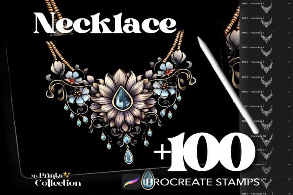 Enhancing Digital Fashion Illustrations with 100 Procreate Necklace Stamps
