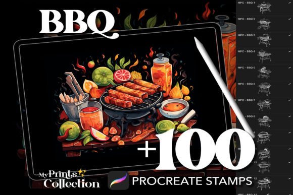 Igniting Digital Creativity: How 100 Procreate BBQ Stamps Elevate Modern Illustration Workflows