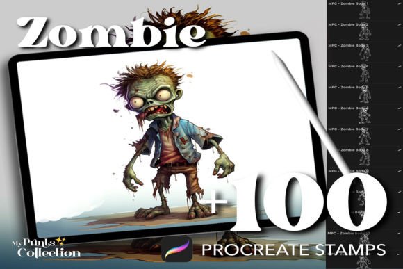 Revolutionizing Digital Horror Art with 100 Procreate Zombie Stamps